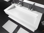 Plan vasque Design caniveau, sur mesure, Largeur 100 à 200 cm x Profondeur 40 à 60 cm, résine minérale ACRYSTONE® SOLID-SURFACE Finition lisse, Livraison Offerte et Rapide.